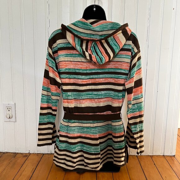 Vintage 70's Striped Hooded Tunic with Bell Sleeves, Size 38 (US S) - Picture 5 of 13